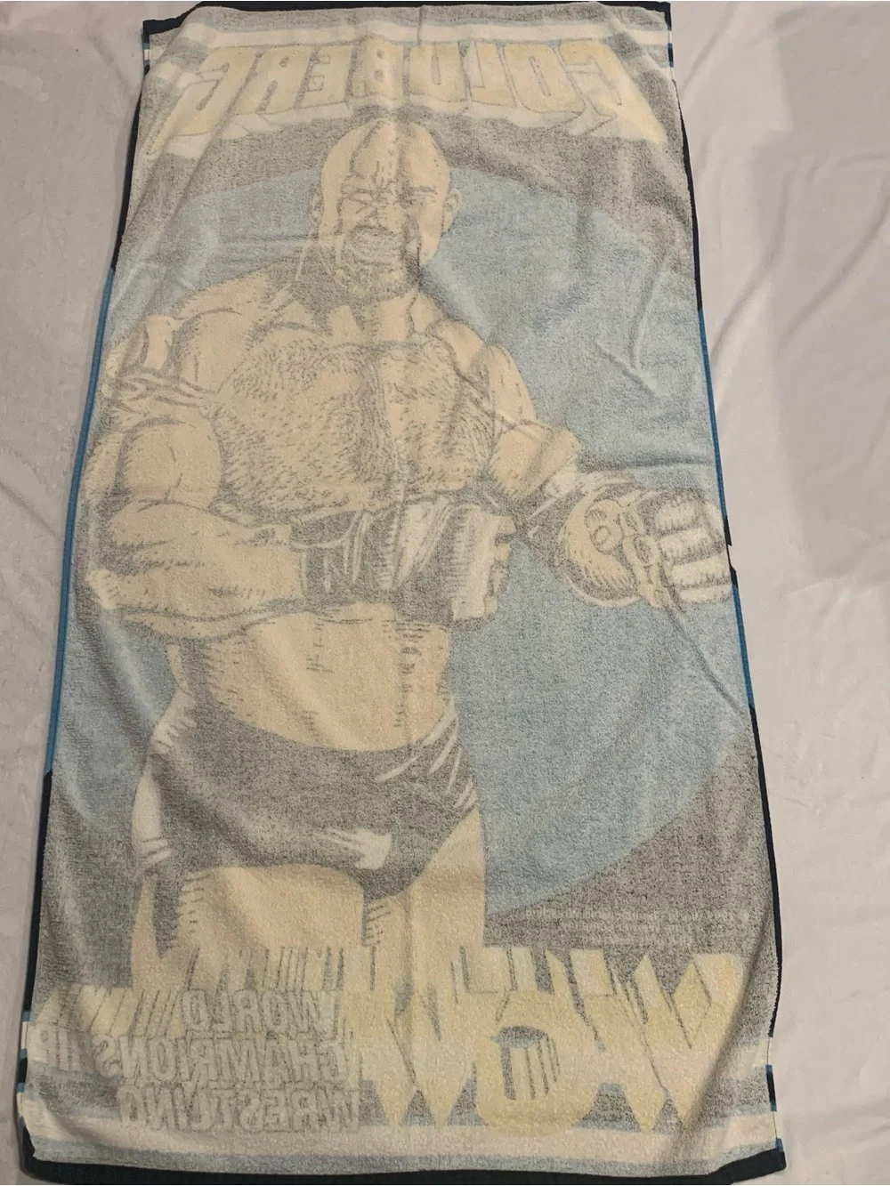 90s Vintage Merch 1999 Goldberg Towel Wrestling Beach Towel WCW WWF Promo
